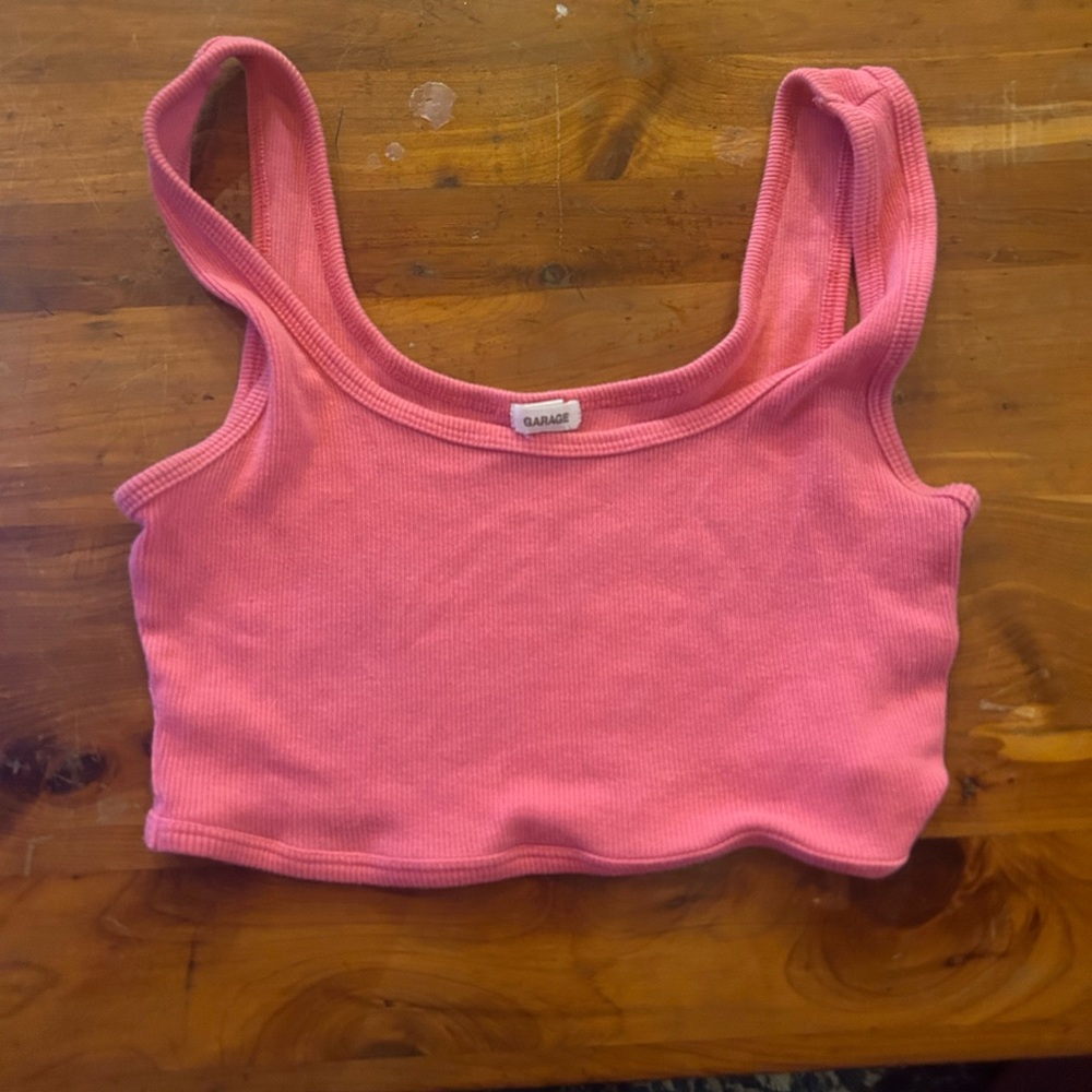 Garage pink cropped tank top
